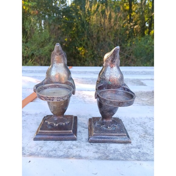 Set of Two Silver Penguin Candle Holders - Picture 2 of 6